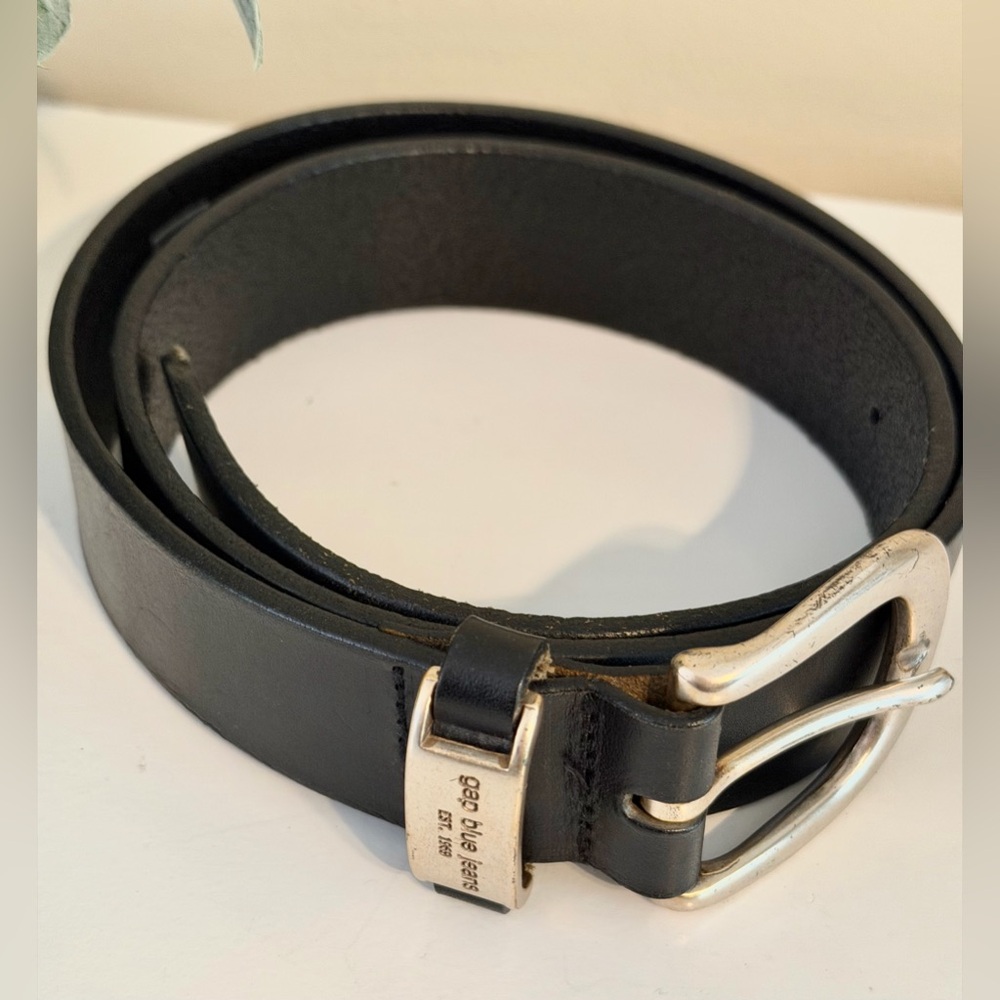 GAP Black Leather Belt with Silver Buckle - Picture 2 of 7